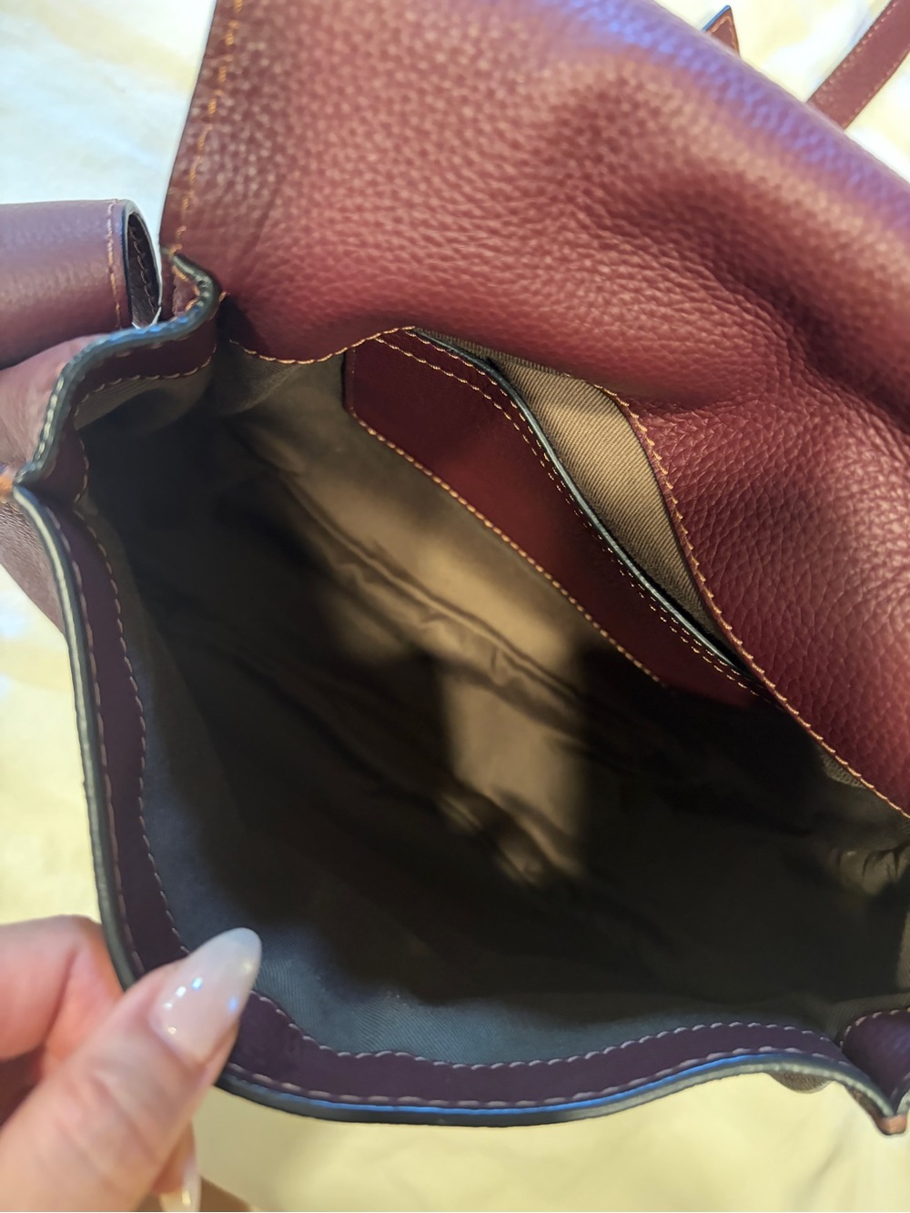 Chloe Marcie Medium Burgundy Grained Leather Saddle Bag Crossbody - Picture 7 of 12